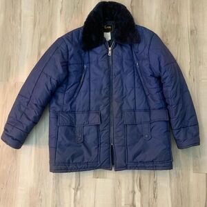 Vintage 1970s retro Envoy puffer jacket with faux fur collar XL